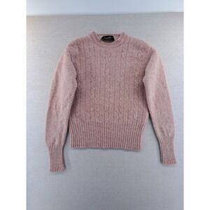 Vintage Campus Sweater Woman's Fits Small virgin wool pink cropped cable Knit